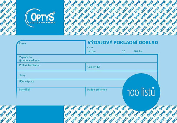 OP 1037 Výdajový pokladní doklad A6 100 listů