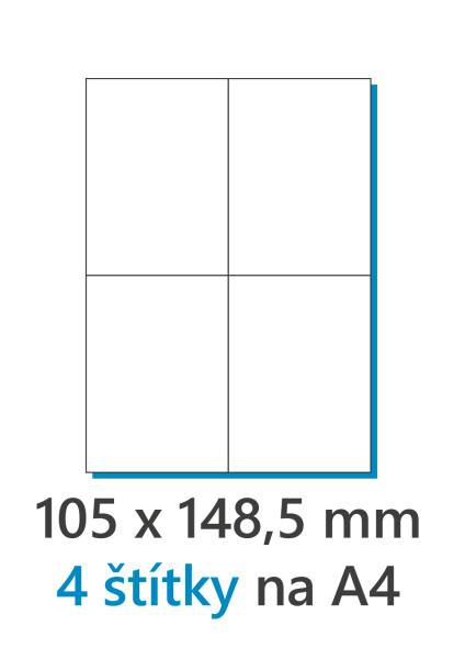 Etiketa 105x148mm /100ks A4 bílá 1/4