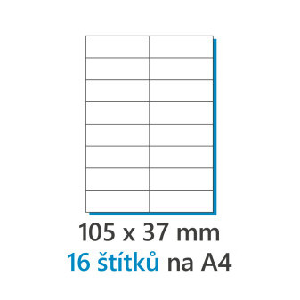 Etiketa 105x37mm/100ks, A4 bílá, Labels 1/16