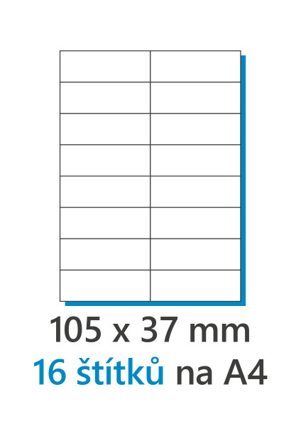 Etiketa 105x37mm/100ks, A4 bílá, Labels 1/16