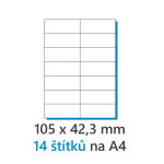 Etiketa 105x42,3mm/100ks A4 bílá 1/14