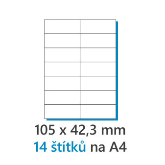 Etiketa 105x42,3mm/100ks A4 bílá 1/14