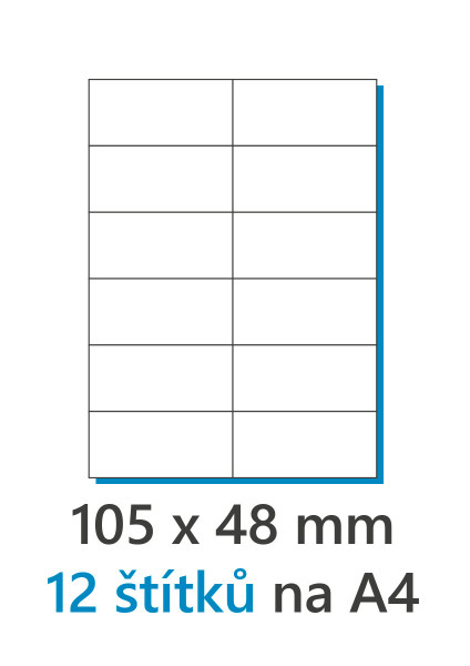 Etiketa 105x48mm/100ks A4 bílá, Labels 1/12