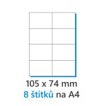 Etiketa 105x74mm/100ks bílá, Labels 1/8