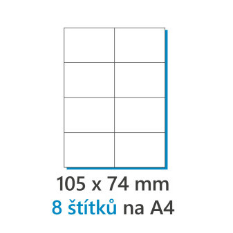 Etiketa 105x74mm/100ks bílá, Labels 1/8