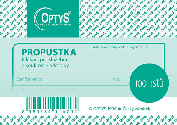 OP 1147 Propustka A7 100 listů