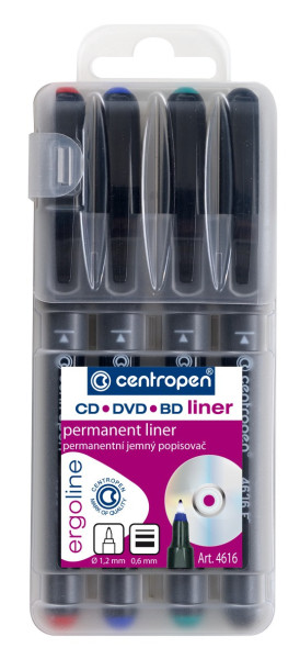 Popisovač Centropen 4616 na CD/DVD sada 4ks šíře 0,6mm