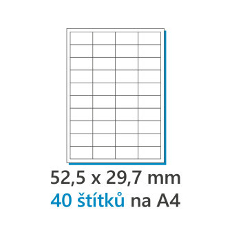 Etiketa 52,5x29,7mm/100ks, A4 bílá, Labels 1/40