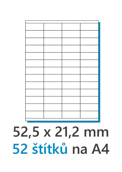 Etiketa 52,5x21,2mm/100ks, A4 bílá, Labels 1/52