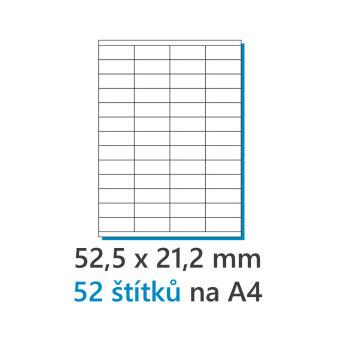 Etiketa 52,5x21,2mm/100ks, A4 bílá, Labels 1/52