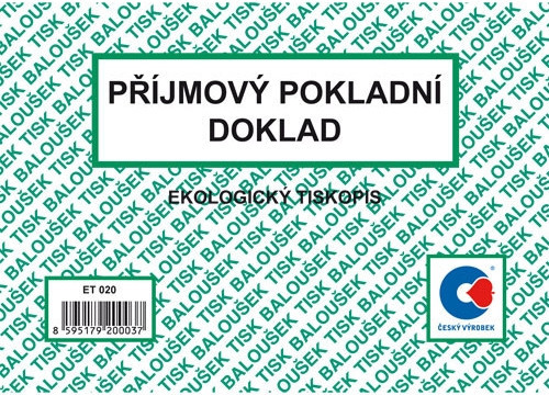 BA ET 020 Příjmový pokladní doklad A6 50 listů