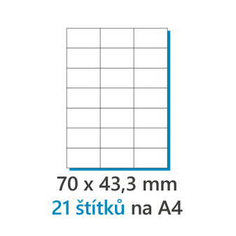 Etiketa 70x42,3mm/100ks, A4 bílá, Labels 1/21