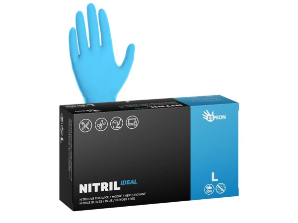 Nitrilové rukavice Nitril Ideal, nepudrované, modré, vel.L, 3,5g, 100ks 100078