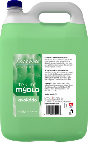 LAVONEA tekuté mýdlo light AVOCADO 5L 10153