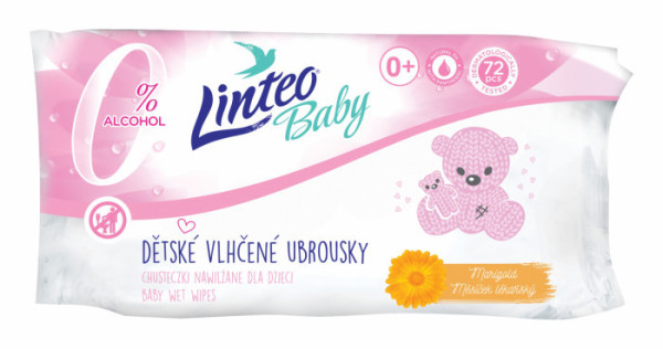 Ubrousky vlhčené 72ks Linteo Baby Měsíček lékařský