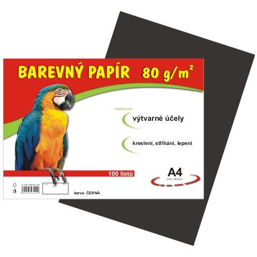 Papír barevný A4 100ks 80g černý