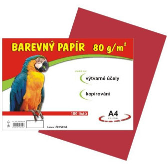 Papír barevný A4 100ks 80g červený